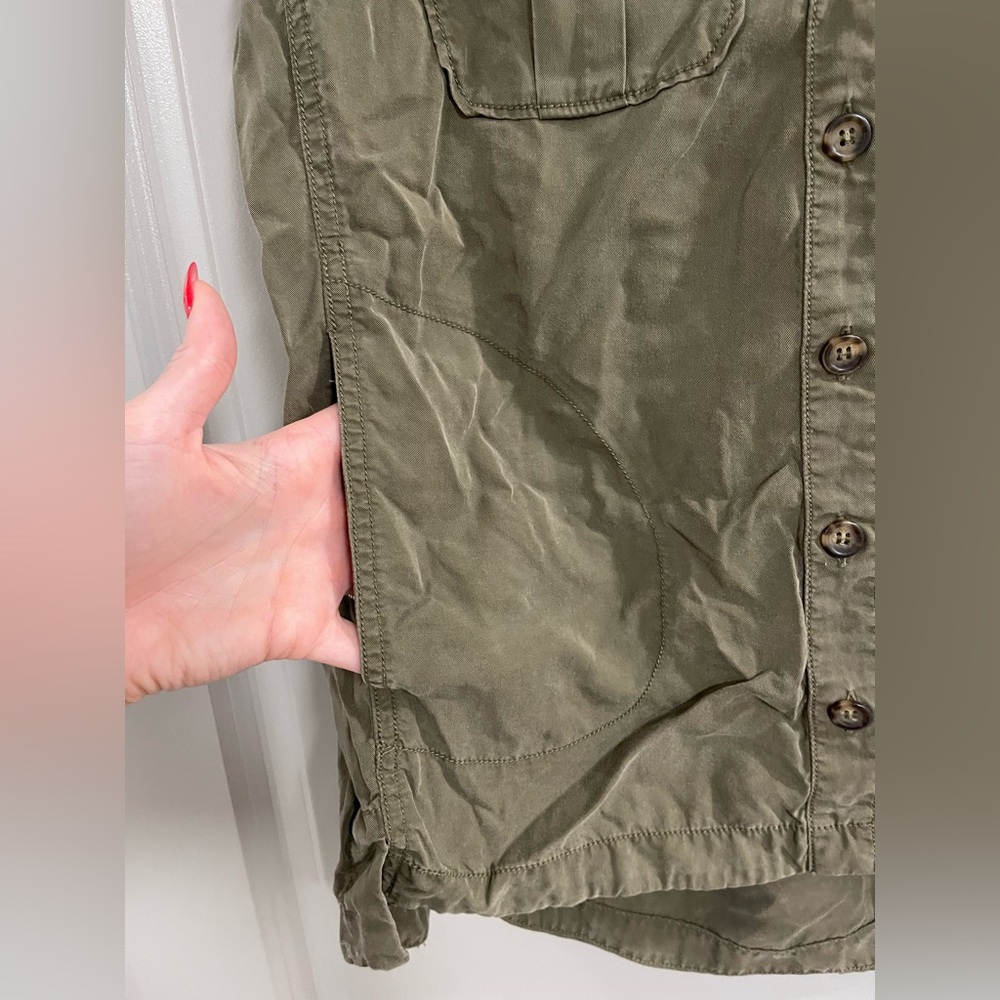 Free People Olive Button-Down Casual Shirt - Picture 3 of 5